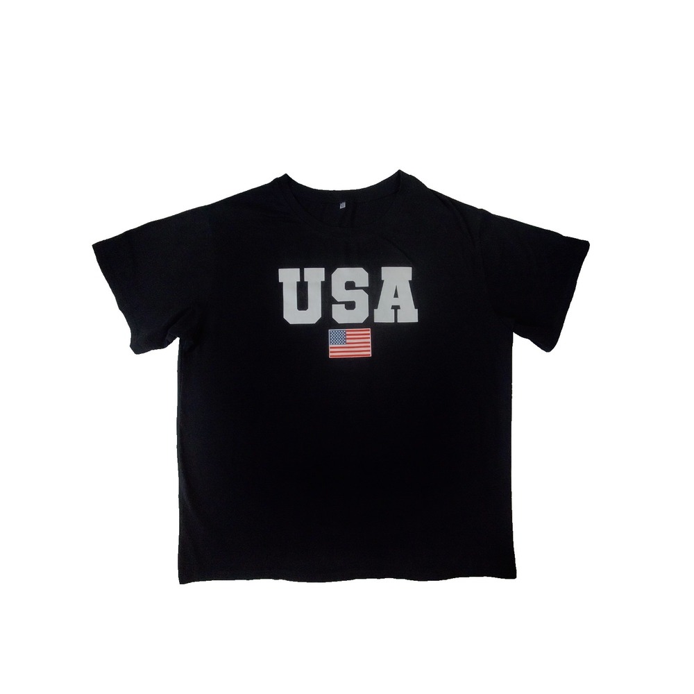 USA Graphic T-Shirt Mens XL Black American Flag Patriotic Short Sleeve Tee
